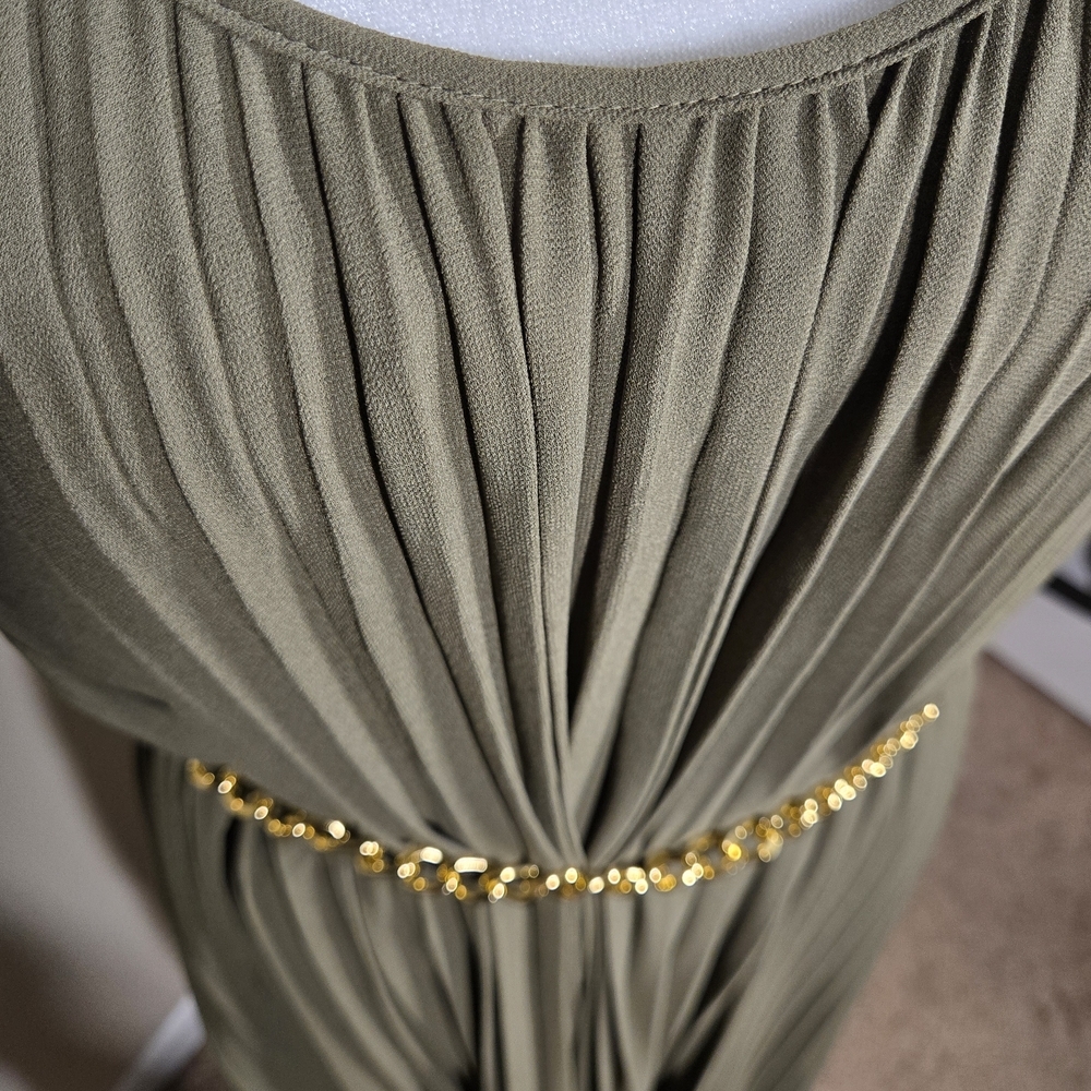 Michael Kors Olive Strapless Dress with Gold Chain - Picture 3 of 5